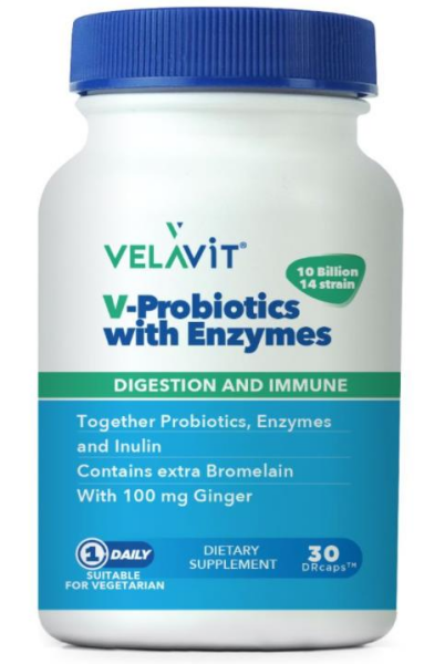 Velavit V-Probiotics with Enzymes 30 Kapsül