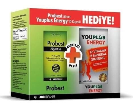 Probest Digestive Probiyotik 20 Kapsül + Youplus Energy 10 Tablet