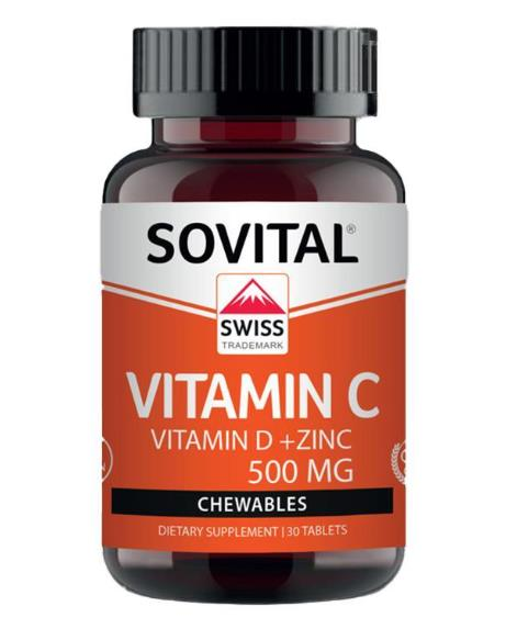 Sovital Vitamin C 500mg + Vitamin D Zinc 30 Chewables Tablet