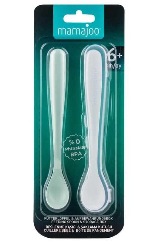 Mamajoo Beslenme Kaşığı ve Saklama Kabı Green | 2 Adet