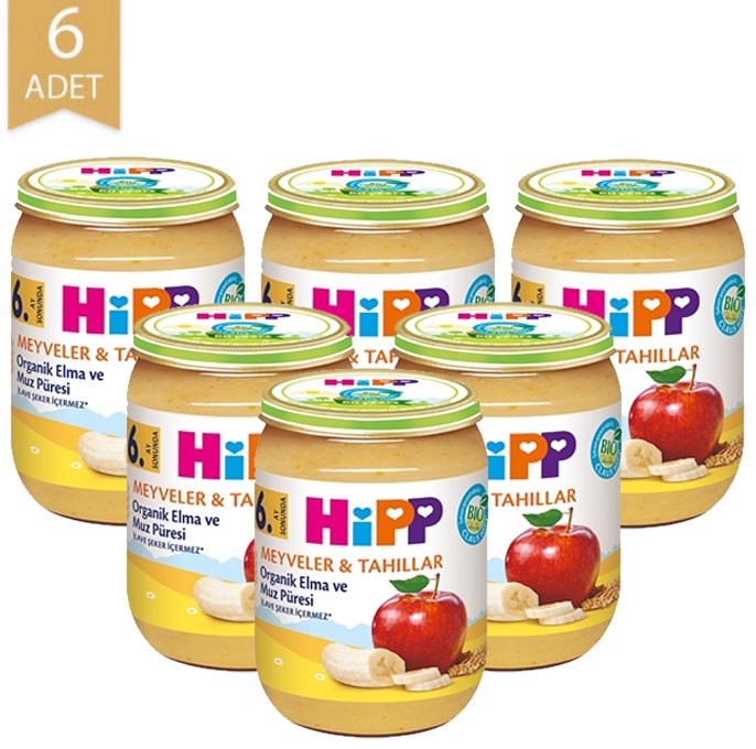 Hipp Organik Meyve Püresi Elma Muz 190gr | 6 Adet