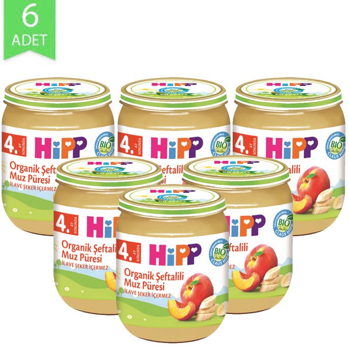 Hipp Organik Meyve Püresi Şeftali Muz 125gr | 6 Adet