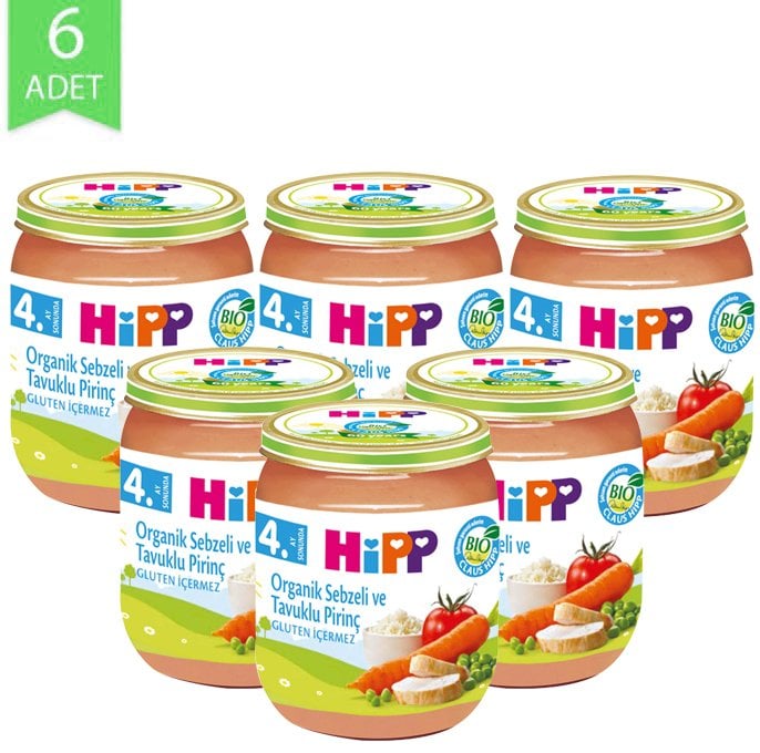 Hipp Organik Sebze Püresi Tavuk Pirinç 125g | 6 Adet