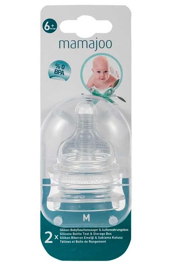Mamajoo Silikon Biberon Emziği M 6 Ay+ %0 BPA | 2 Adet