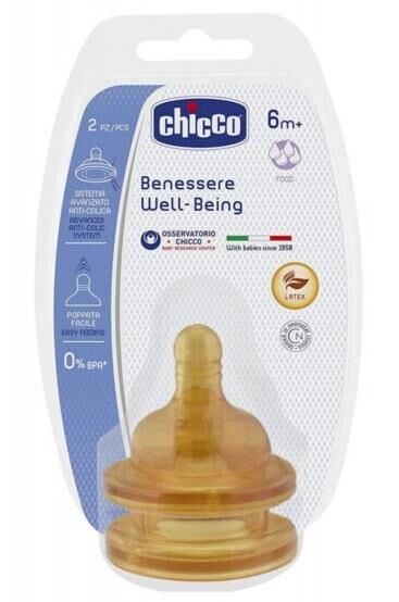 Chicco Wellbeing Biberon Emziği 6 Ay+ Kauçuk