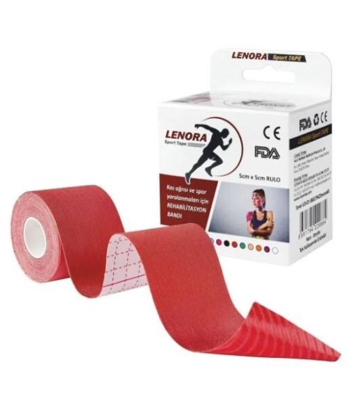 Lenora Kinesiology Ağrı Bandı Kırmızı Renk 5cm x 5m