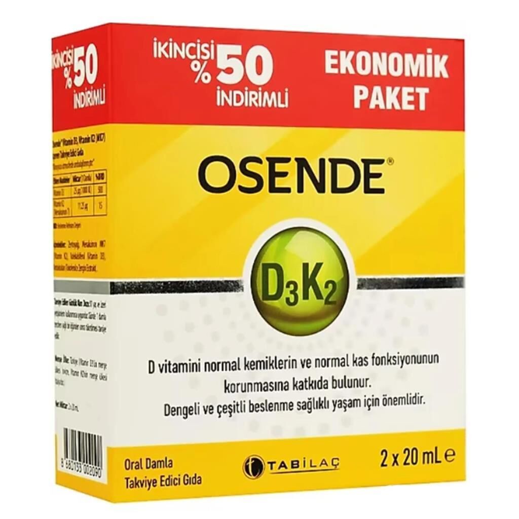Osende Vitamin D3 K2 Damla 2x20ml | İkili Avantajlı Paket
