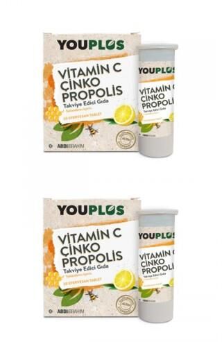 You plus Vitamin C Çinko Propolis Effervesan 20 Tablet | 2 Adet