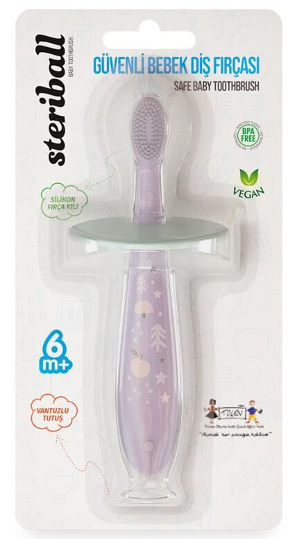 Steriball Güvenli Bebek Silikon Diş Fırçası | Lila