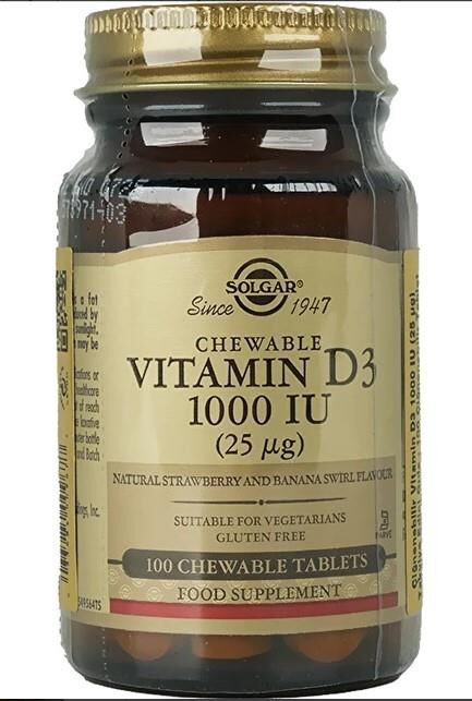Solgar Chewable Vitamin D3 1000 IU 100 Tablet