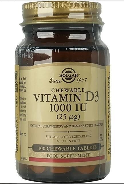 Solgar Chewable Vitamin D3 1000 IU 100 Tablet