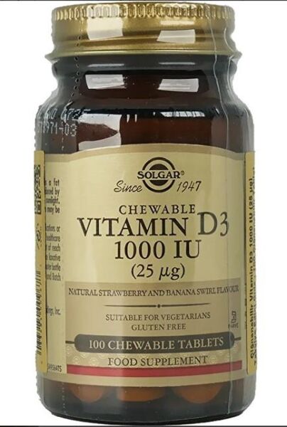 Solgar Chewable Vitamin D3 1000 IU 100 Tablet