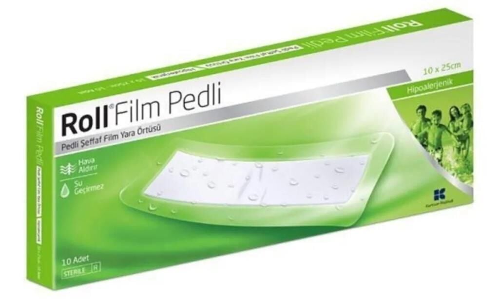 Roll Film Pedli 10cm x 25cm Yara Örtüsü 10 Adet | Su Geçirmez