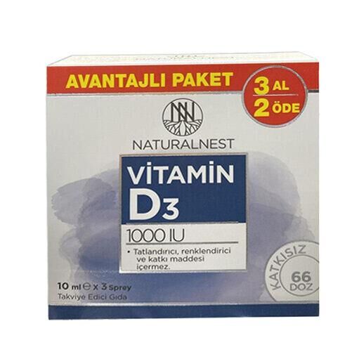 Naturalnest Vitamin D3 1000 IU Sprey 10 ml | 3 Al 2 Öde