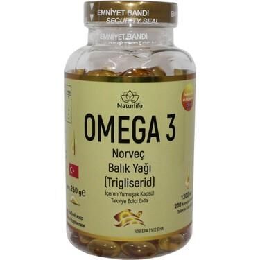 Naturlife Omega-3 Norveç Balık Yağı 1300 mg 200 Softjel