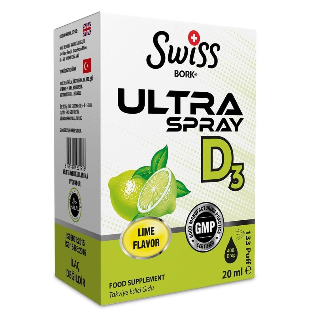 Swiss Bork Ultra Spray D3 20ml | Limon Aromalı