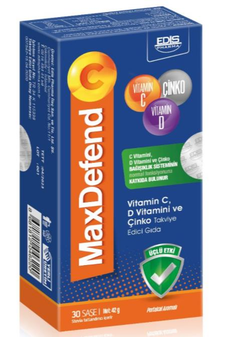MaxDefend C Vitamin C Vitamin D Çinko 30 Saşe | Portakal Aromalı