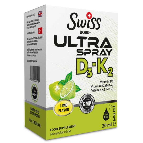 Swiss Bork Ultra Spray D3 K2 20ml | Limon Aromalı