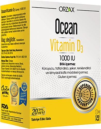Orzax Ocean Vitamin D3 1000IU Sprey 20ml