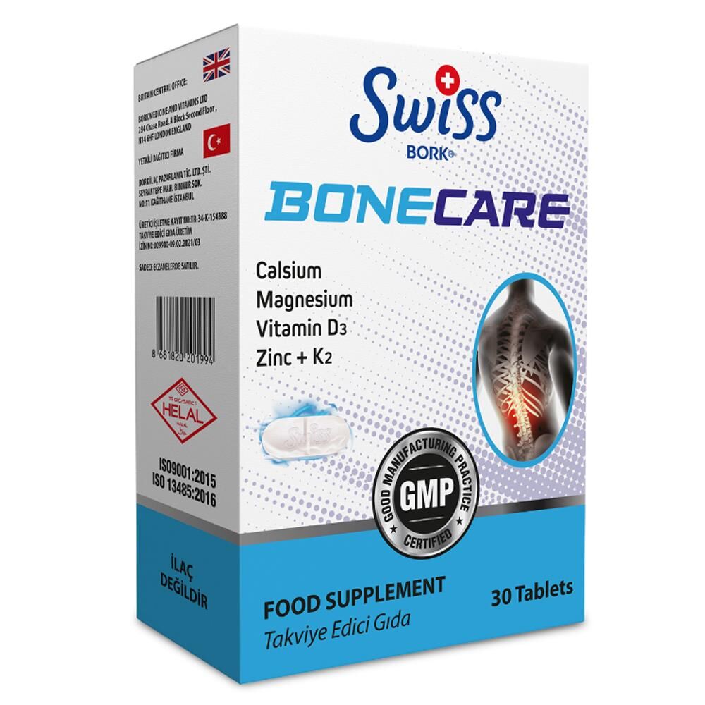 Swiss Bork Bonecare 30 Tablet | Kalsiyum Magnezyum Çinko