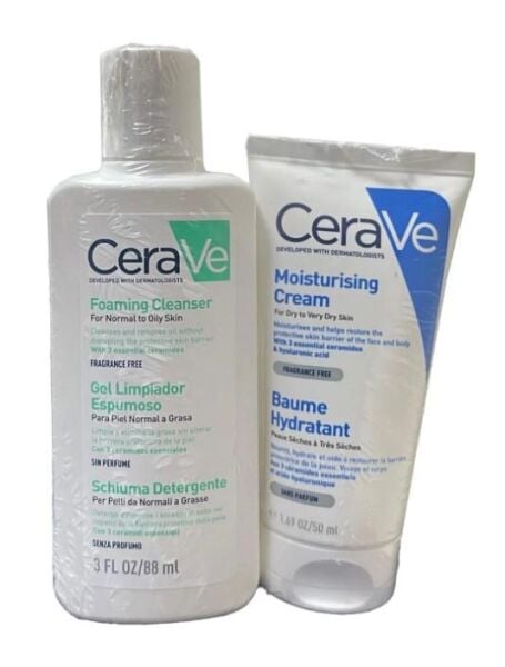 CeraVe Foaming Cleanser 88 ml + Moisturising Cream Kuru ve Çok Kuru Ciltler İçin 50 ml