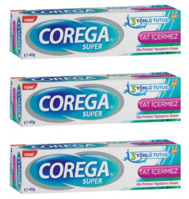 Corega Süper Diş Proztezi Yapıştırıcı Krem 40gr Tat İçermez | 3 Adet