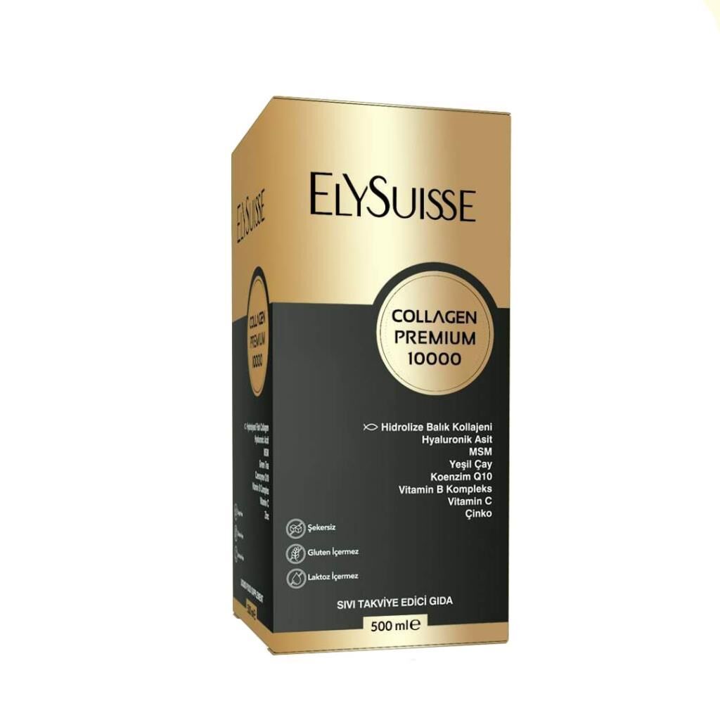 Elysuisse Collagen Premium 10000mg Hidrolize Balık Kolajeni  Hyaluronik Asit Likid 500ml