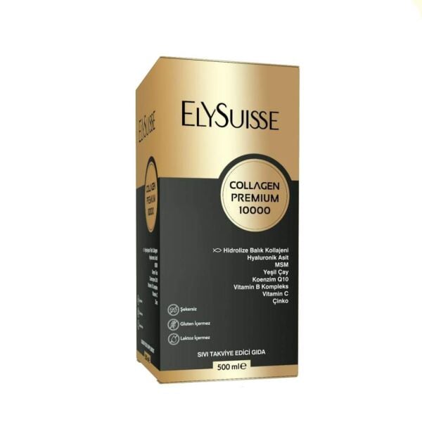 Elysuisse Collagen Premium 10000mg Hidrolize Balık Kolajeni  Hyaluronik Asit Likid 500ml