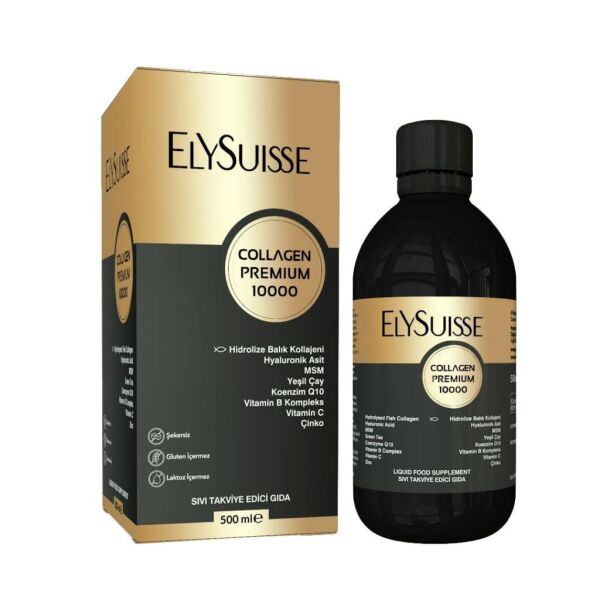 Elysuisse Collagen Premium 10000mg Hidrolize Balık Kolajeni  Hyaluronik Asit Likid 500ml