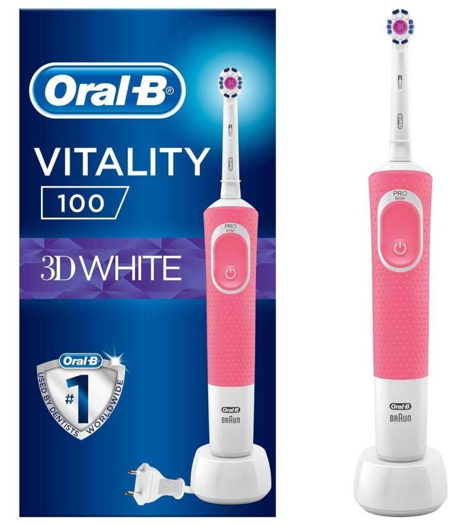 Oral-B Vitality 100 3D White Pembe Şarj Edilebilir Diş Fırçası