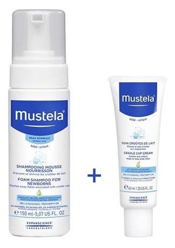 Mustela Saç Pullanmalarına Karşı Bebek Bakım Seti (Mustela Cradle Cap 40ml + Mustela Foam 150ml)