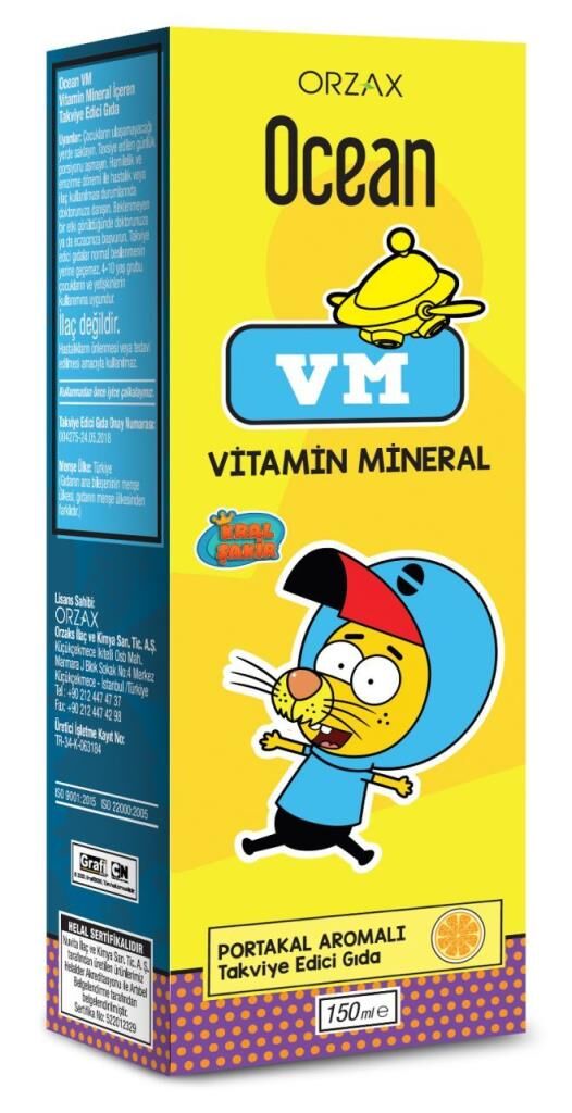 Orzax Ocean VM Vitamin Mineral Şurubu Portakal Aromalı 150ml | Kral Şakir