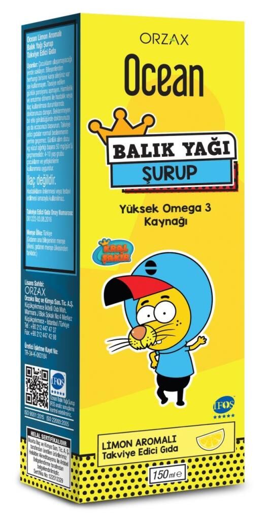 Orzax Ocean Balık Yağı Şurubu Limon Aromalı 150ml