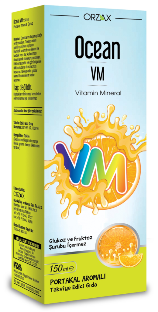 Orzax Ocean VM Vitamin Mineral Şurubu Portakal Aromalı 150ml