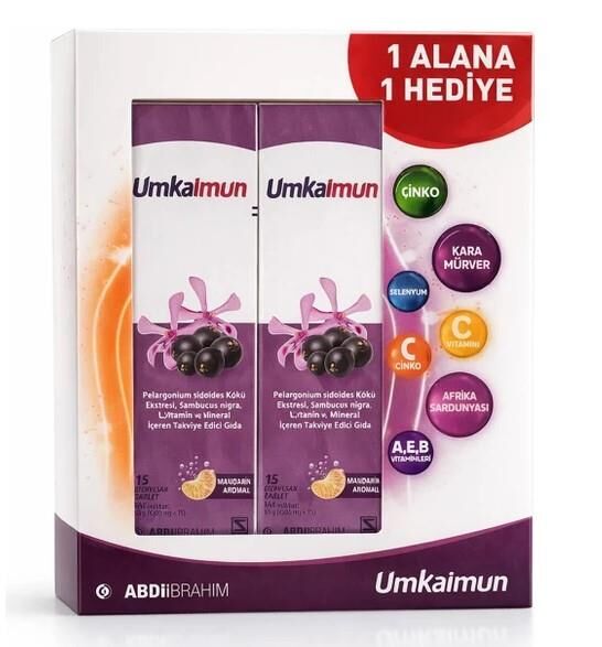 Umkaimun Kara Mürver Ekinezya Effervesan 15 Tablet | 2 Adet