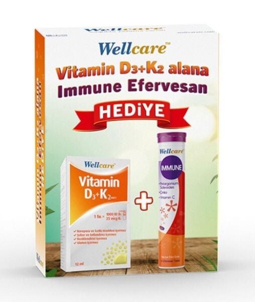 Wellcare Vitamin D3 K2 12ml ve Immun Efervesan 15 Tablet