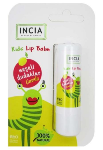 Incia Kids Lip Balm Lemon 6gr | Çocukara Özel Besleyici Dudak Bakım Kremi