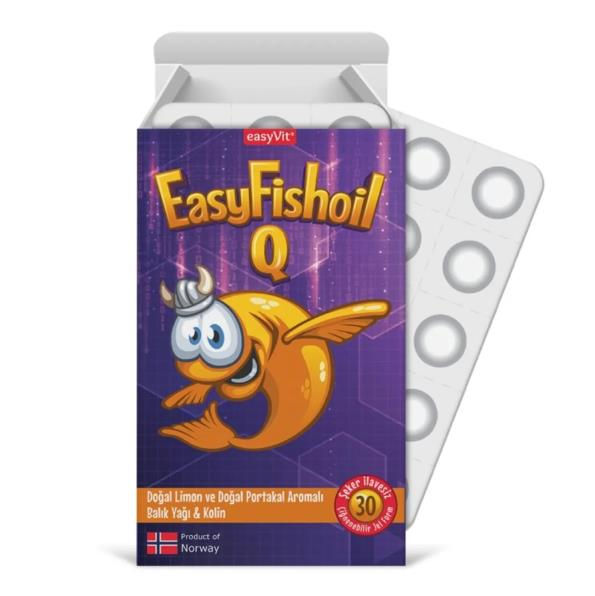 Easyvit EasyFishOil Q Omega-3 Kolin Çiğnenebilir Jel 30 Tablet