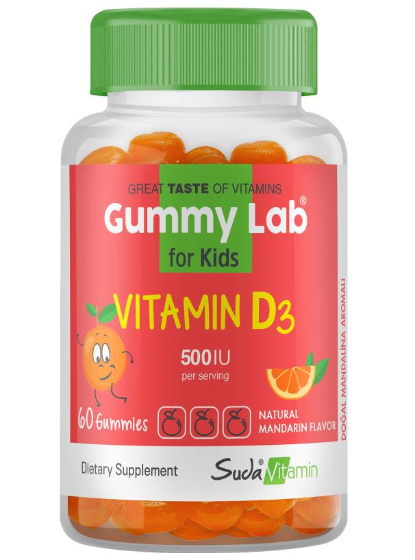 Gummy Lab Vitamin D3 500IU Çocuk 60 Gummies | Mandalina Aromalı