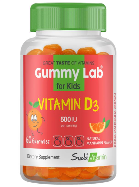 Gummy Lab Vitamin D3 500IU Çocuk 60 Gummies | Mandalina Aromalı