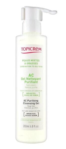 Topicrem AC Purifying Cleansing Gel 200ml | Yağlı ve Hassas Cilt Temizleyici Jel