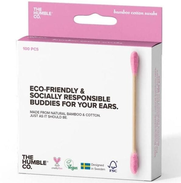 Humble Cotton Swabs Bamboo Pembe Kulak Çubuğu 100 Adet