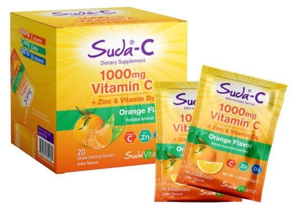 Suda Vitamin Suda-C Vitamin C 20 Saşe | Portakal Aromalı