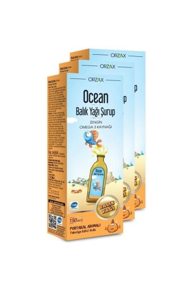 Orzax Ocean Balık Yağı Şurubu Portakal Aromalı 150ml | 3 Adet