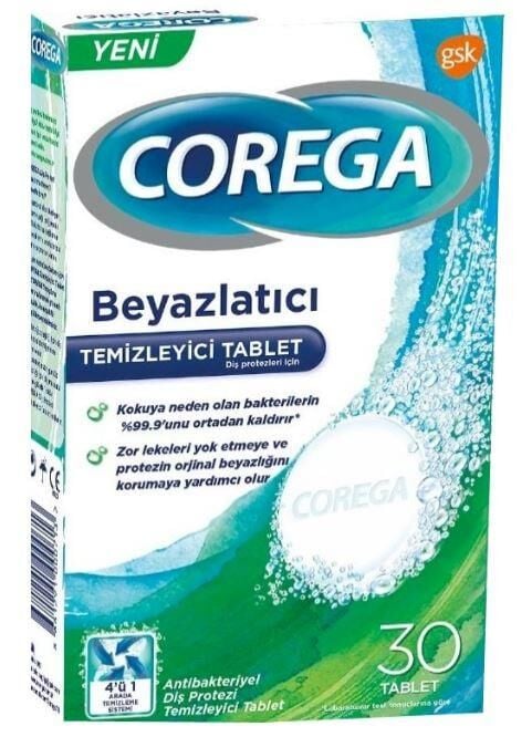 Corega Diş Protezi Beyazlatıcı 30 Tablet | Tüm Protezler İçin
