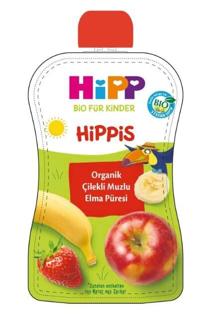 Hipp Organik Meyve Püresi 100g | Çilek Muz Elma