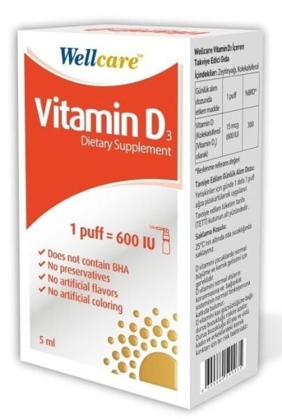 Wellcare Vitamin D3 600IU Sprey 5ml