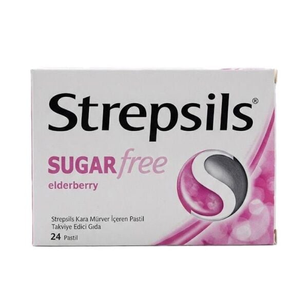 Strepsils Sugar Free Elderberry Kara Mürver 24 Pastil